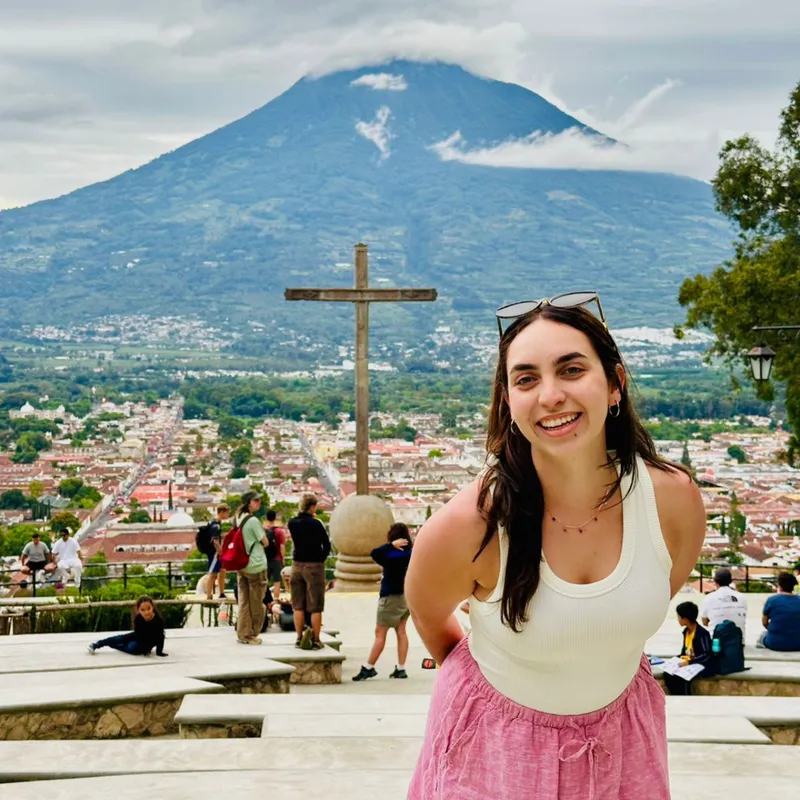 Coffee farm and mountain views on a private Hobbitenango coffee tour in Antigua Guatemala